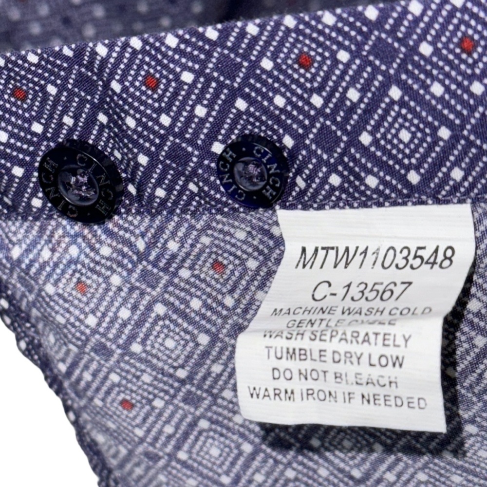 Cinch Blueish Purple/Red/White Print Cotton Long Sleeve Button Down Shirt XXL - Picture 9 of 9